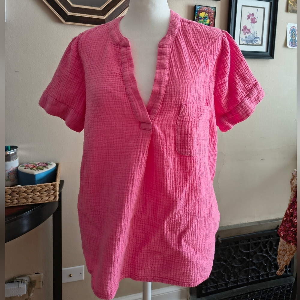 J. Crew Pink Cotton Gauze Women's Top Fantastic Condition